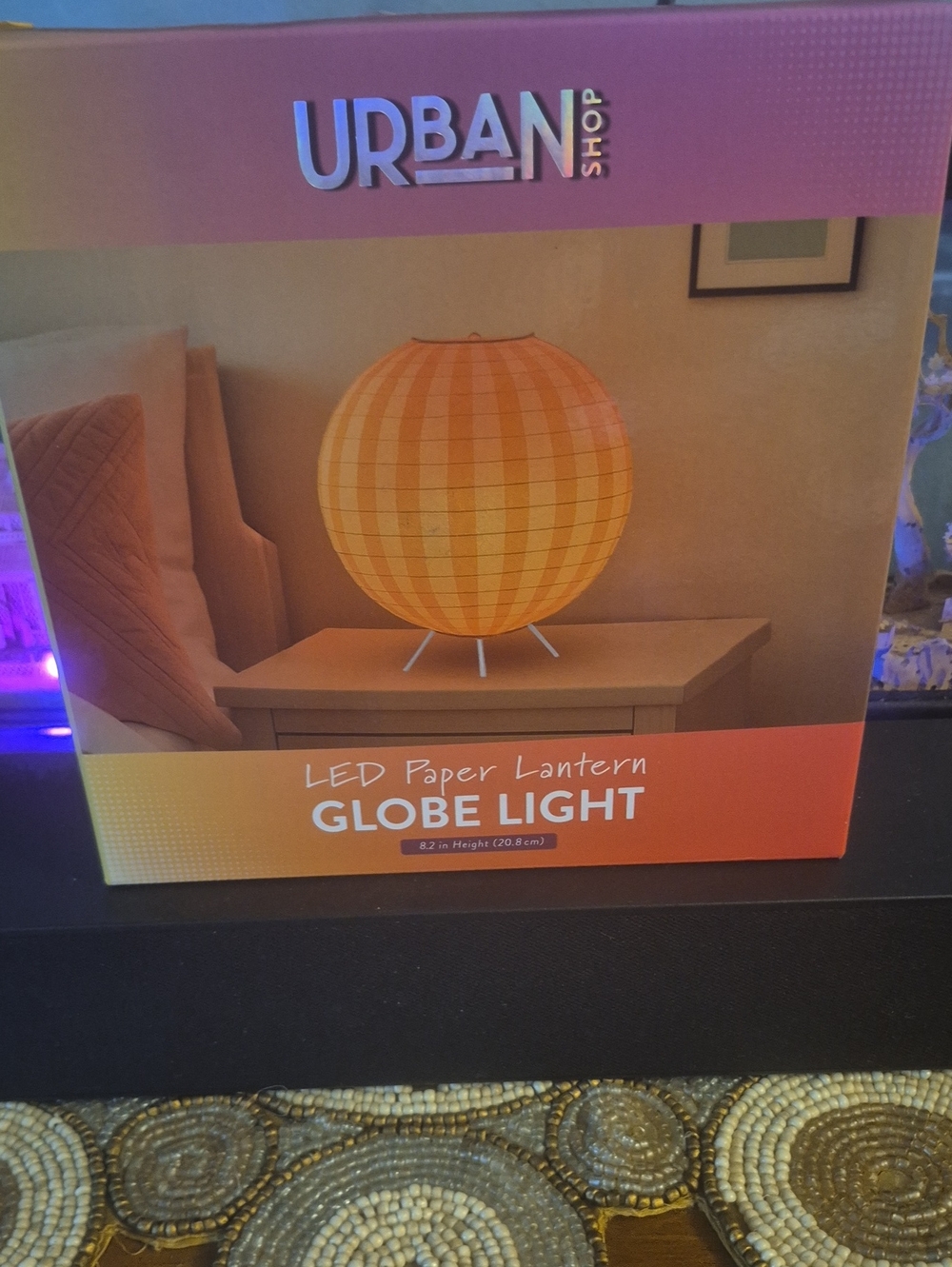 Orange LED Paper Globe Light